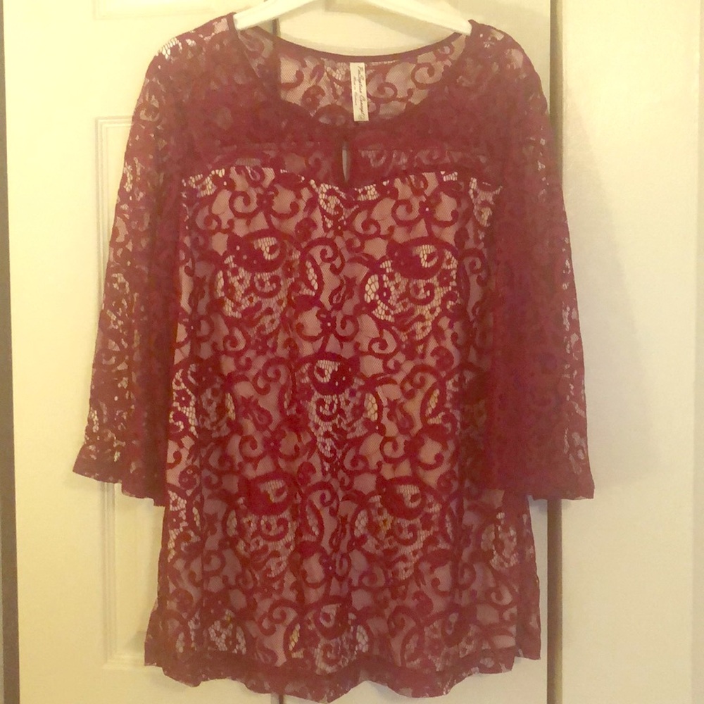 Red lace blouse